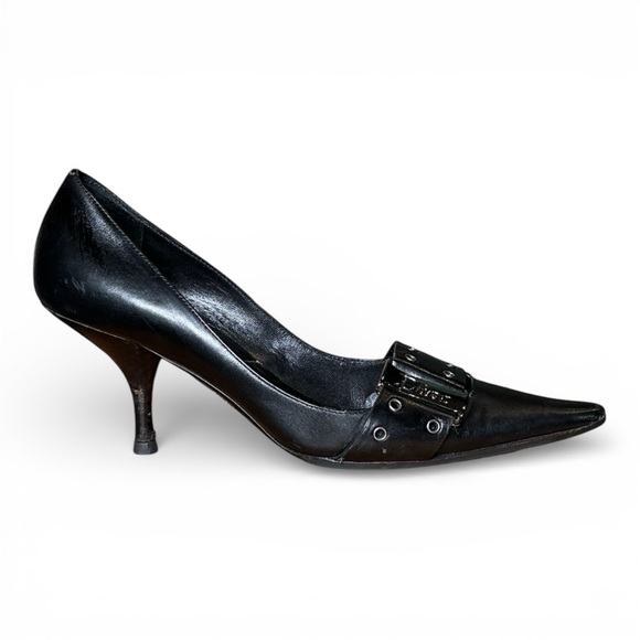 Dior Black Leather Heels with Buckle Detail